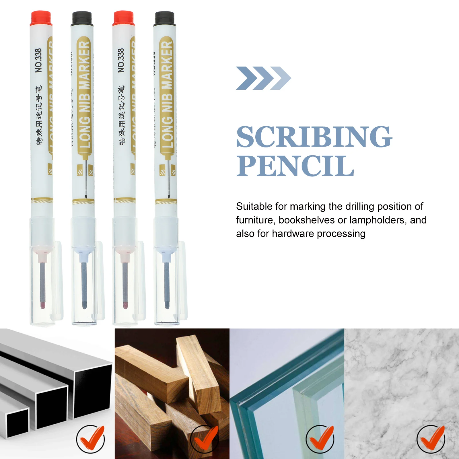 8 Pcs Marker Pencil Deep Hole Pens Wood Repair Markers Marking Construction Water Proof