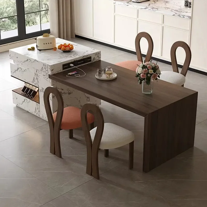 Cream Wind Rock Slab Island Table Tea Table Integrated Custom Household Kitchen High End Middle Guide Table Separate Collapse