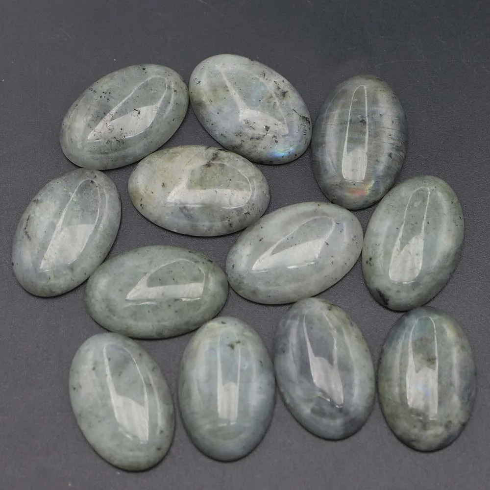 30x20mm Natural Stone Oval Labradorite Cabochon Setting Beads Fit Pendant Ring Earring Men Jewelry 12Pcs Wholesale Free Shipping