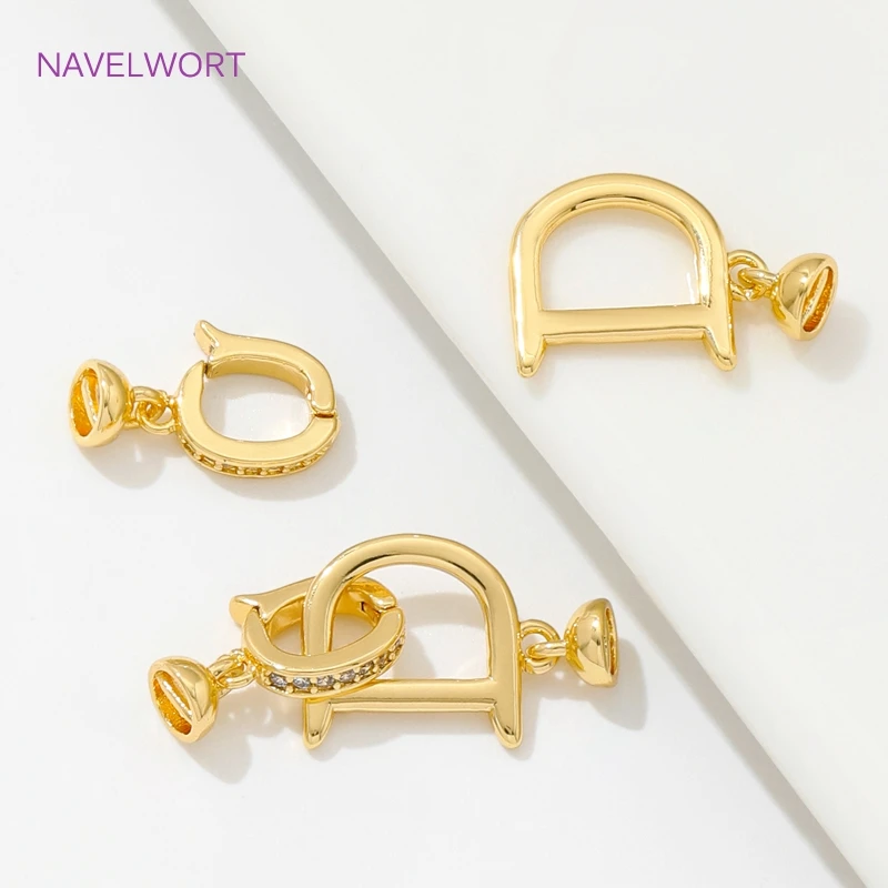 18K Gold Plated Jewelry Connector Clasps Fasteners Brass With Zircon Pearl Necklace Clasps For DIY Bracelet Making Accessories