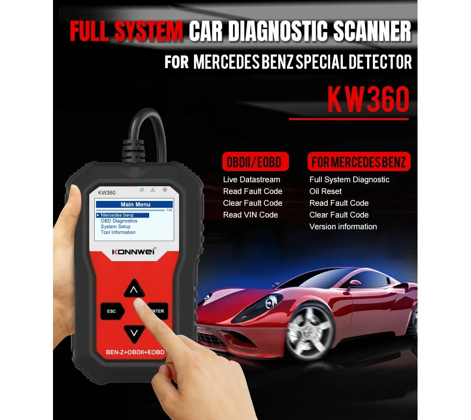 26 Durable KOWWEIUserful  KW360 OBD2 Car Diagnostic Automotive OIL TPMS Reset OBD 2 Code Reader Adapter ODB2 Scanner Auto Tools