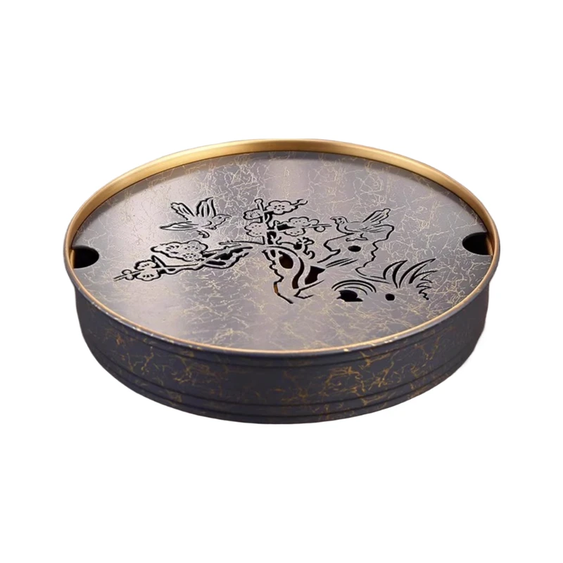 

Компактный медный поднос для чая — традиционная окрашенная латунная сухая станция с местом для хранения воды, прочный для дома и украшения