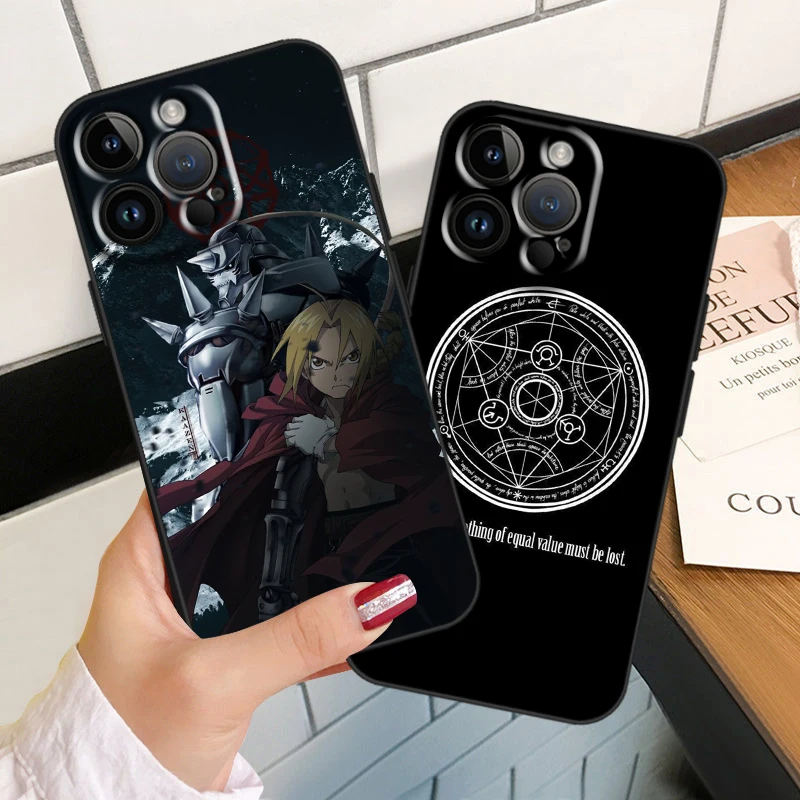 Comic Fullmetal Alchemist Logo Cover For Apple iPhone 15 14 13 12 11 XS XR X 8 7 Pro Max Plus Mini TPU Black Phone Case