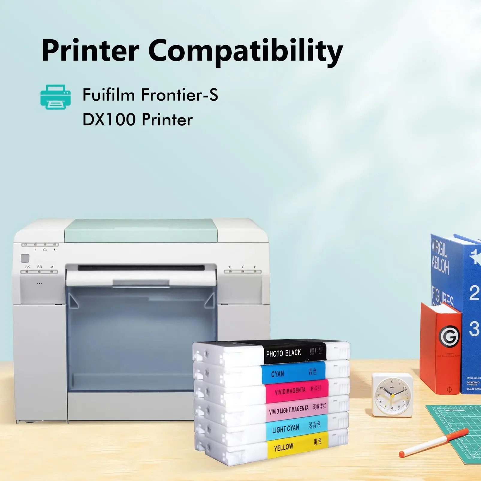 DX100 T7811-T7816 Compatible Ink Cartridge Filled With Dye Ink For Fujifilm Frontier-S DX-100 Fuji DX100 Printer 6 Colors/Set