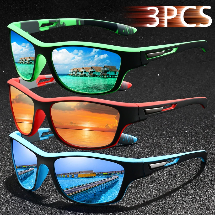 3PCS  Fashion UV400 Men Women Running Mountaineering Fishing  Sunglasses Bicycle MTB Eyewear Outdoor Sport protective glasses
