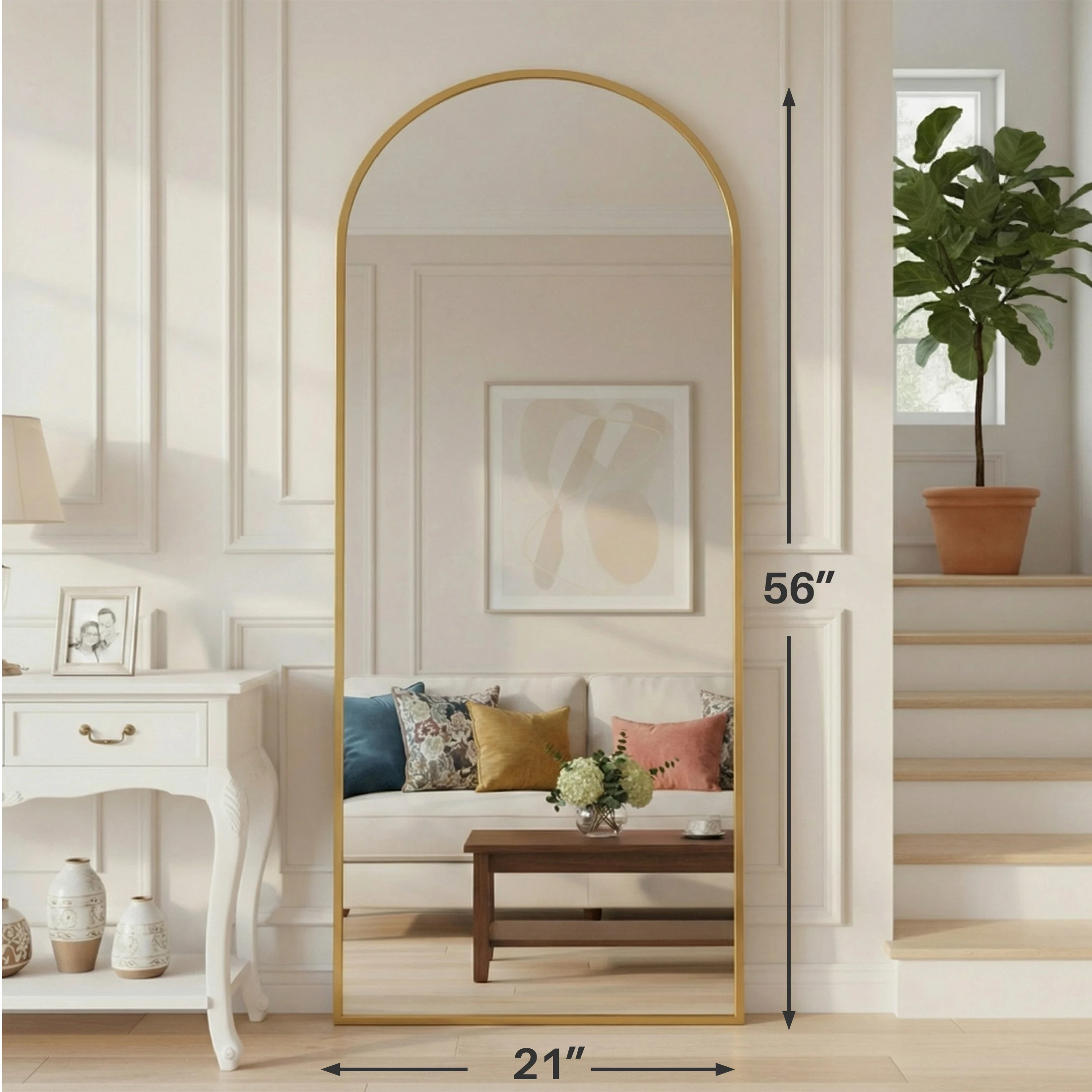 JHK Full Length Mirror with Stand Tempered Glass Aluminum Frame Hanging or Leaning Full Body Floor Mirror Standing or Wall Mount Modern Home Decor