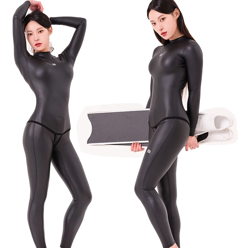 High Elastic Nylon Spandex Split Wetsuit Soft Waterproof Coating Metallic Shiny Anti-jellyfish Surf Freediving Swimsuit