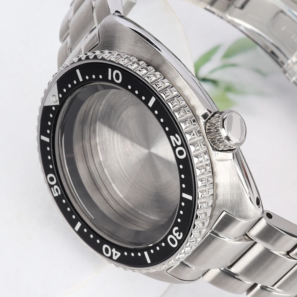 45mm Waterproof Watch Cases Bracelet With Chapter Ring For NH34 NH35 NH36 NH38 Sapphire Mod SRPD Abalone Watch Accessories Parts