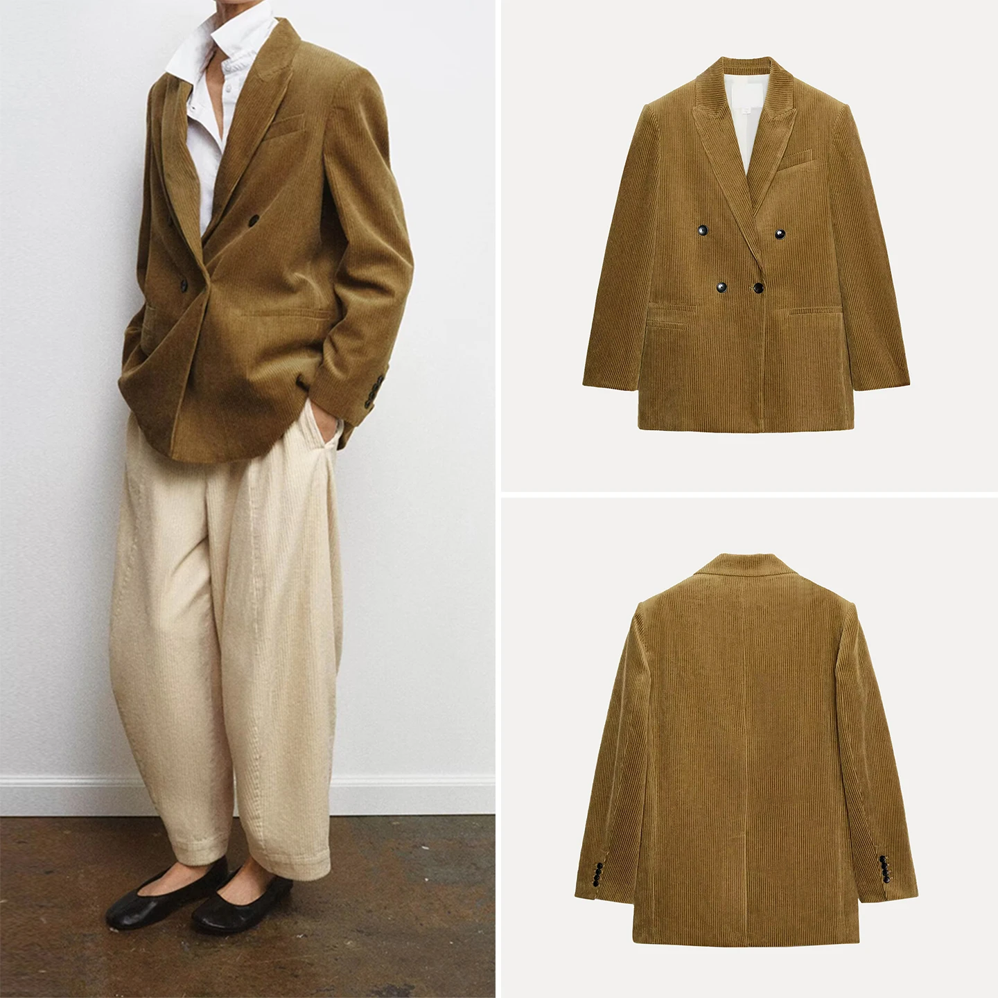 

Женский пиджак свободного кроя с длинными рукавами и двубортной застежкой, весна 2026, новинка, офисная повседневная одежда, бренд ZDATA