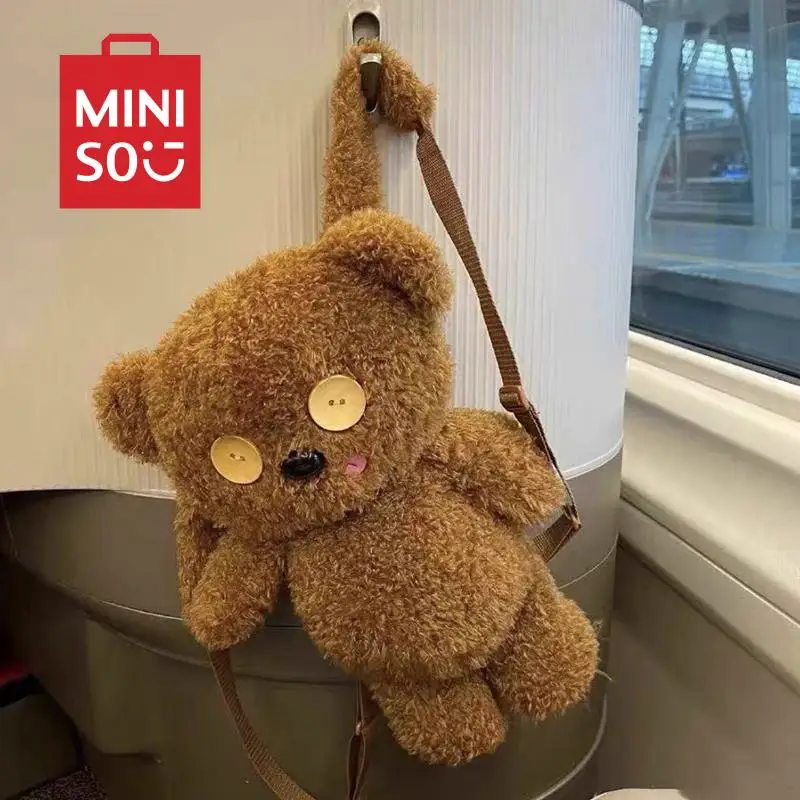 MINISO Series Tim Bear Backpack Kawaii Cute Bob Tim Doll Anime Plush Ins Backpack for Girls Cosmetic Snack Storage Funny Gifts