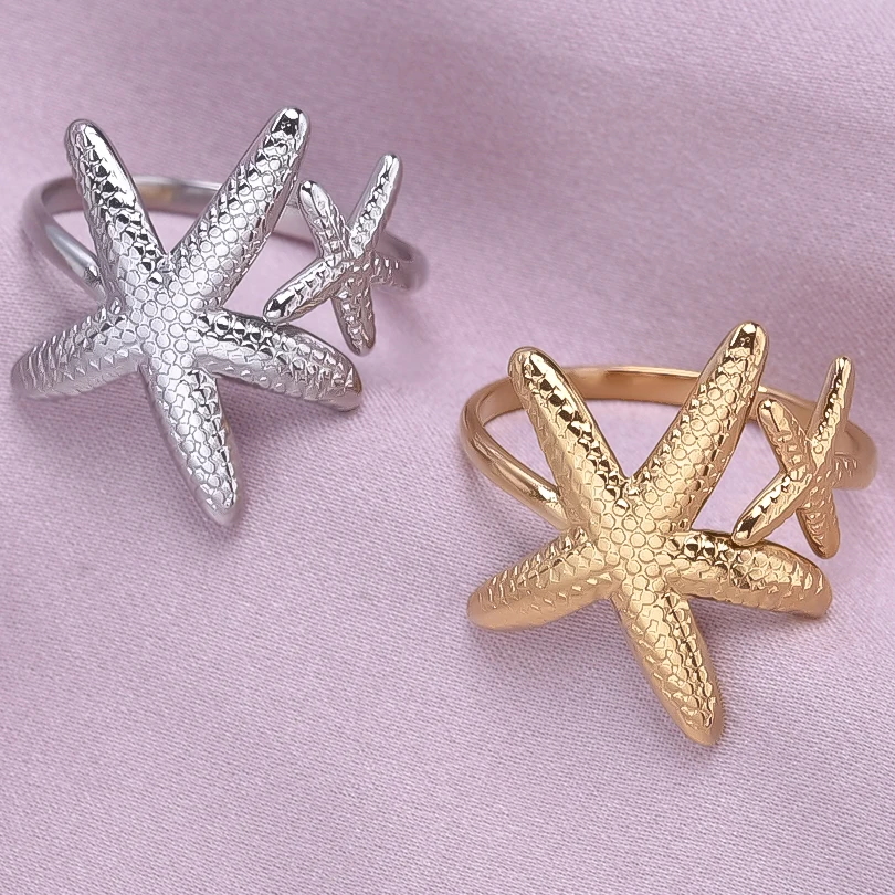 1/2pcs Mix Marine Animal Ring Starfish Shell Stainless Steel Rings For Women Men Accessories Fashion Jewelry Finger Bagues Femme