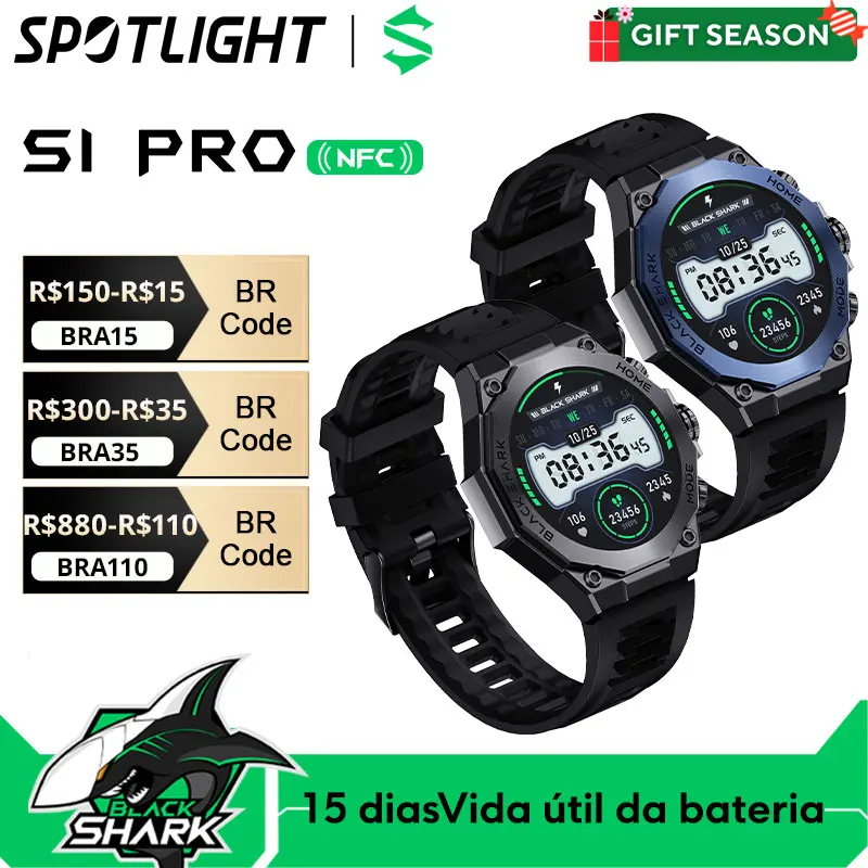 [World Premiere] Black Shark S1 Pro Global Version Smartwatch 1.43\'\' AMOLED Screen 100+ Sport Modes Sleep Monitoring Smart Watch