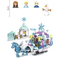 Disney Princess Ice and Snow Fairy Tale Sets for Girls Movies Royal Ice Playground Horse Carriage Building Blocks Toys Gift