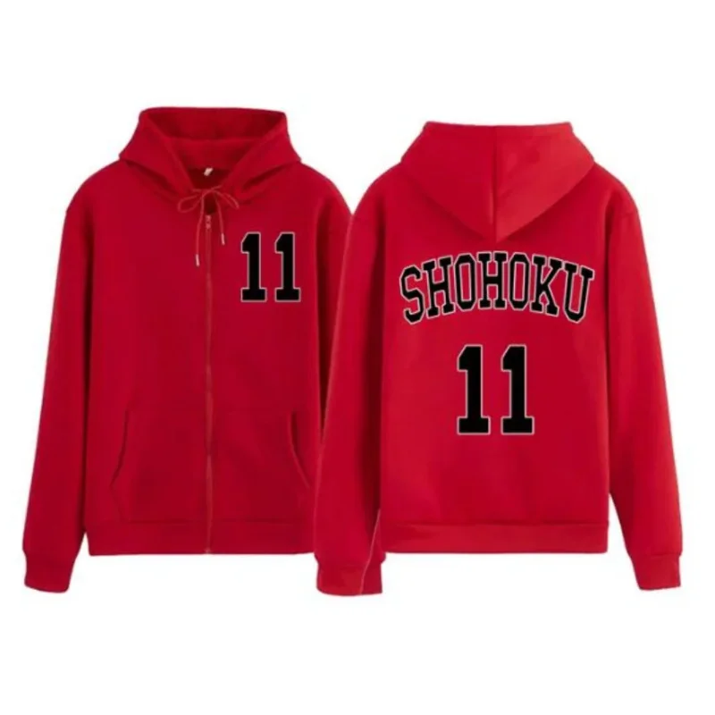 Japanese Anime Slam Dunk Zip Up Hoodie Women Men Graphic Sweatshirt Sakuragi Hanamichi Cosplay Zipper Hooded Jacket Winter Coats