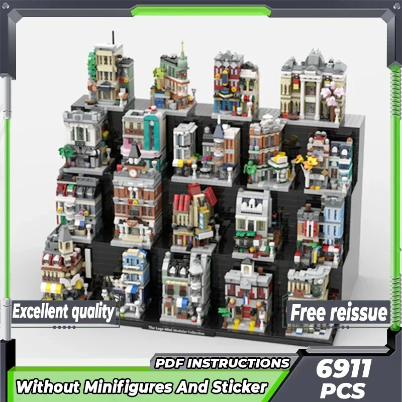 

Street View Model Moc Building Bricks The Full Set of 19 Buildings Technology Modular Blocks Gift Christmas Toy DIY Set Assembly