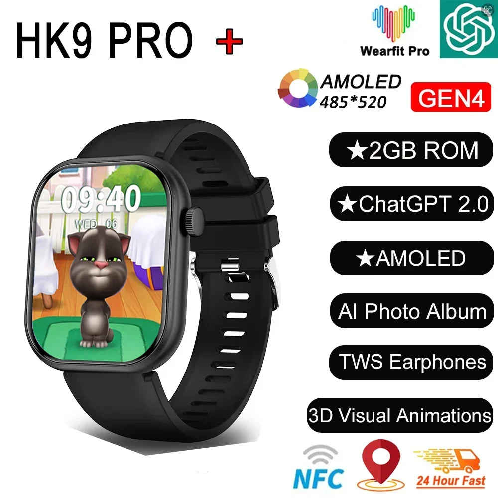 2024 New HK9 Pro + Gen4 AMOLED SmartWatch ChatGPT NFC Photo Album Compass Heart Rate Local Music Men  New  Sport smart watches