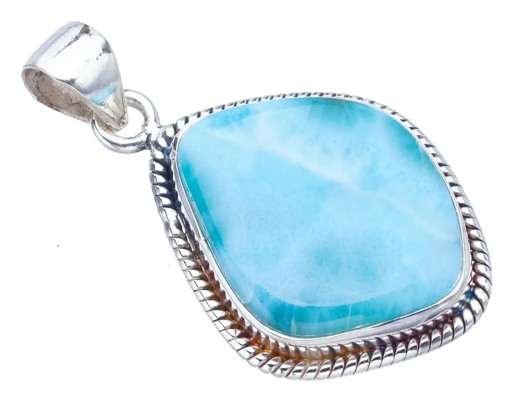 

StarGems® Natural Larimar Handmade 925 Sterling Silver Pendant 1.5" F3540