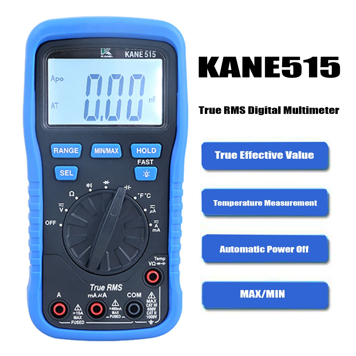 KANE 515 Digital Multimeter True RMS Temperature Measurement Buzzer Conduction Data Retention KANE515, 2m Fall Prevention.