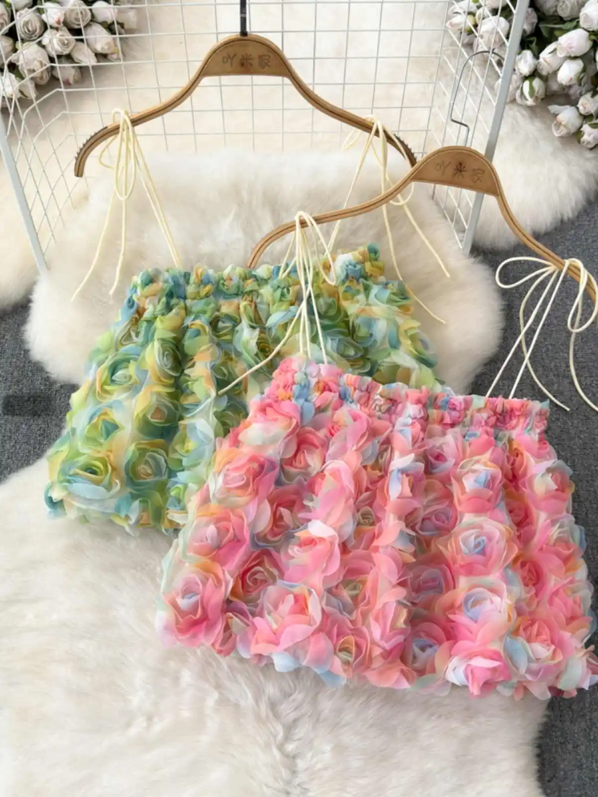 

Women's Pink 3D Floral Crop Top 90s Vintage Y2k Camisole Off Shoulder Corset Top Vest Luxury Tank Top 2000s Clothes 2025 Summer