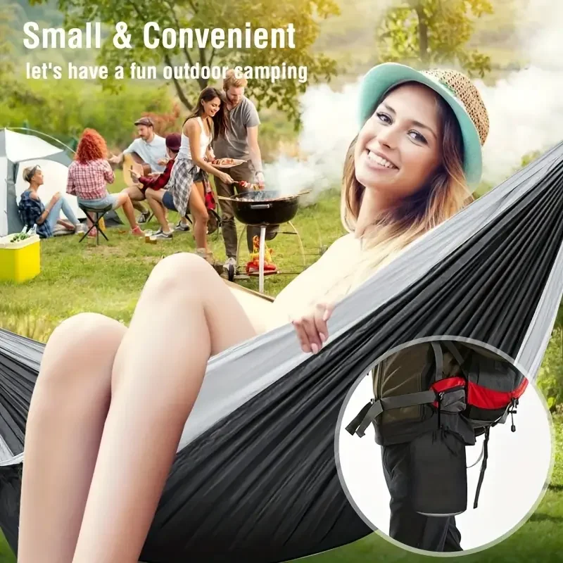 Outdoor Camping Hammock Portable Hammock with Tree Straps Lightweight Nylon Parachute Hammock for Travel Hiking Beach image 2
