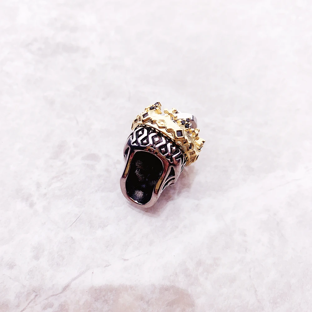 Pendant Skull Crown,Fine Jewelry Europe Vintage Accessorie 925 Sterling Silver Rebel Gift For Woman Men
