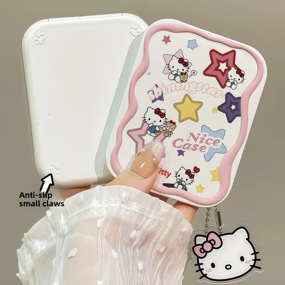 Hello Kitty Mini Przenośne składane lusterko do makijażu 2 w 1 Śliczna kompaktowa konstrukcja dla studentów Przyjazne do podróży Lusterko do retuszu On TheGo