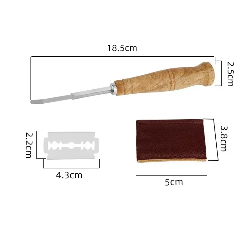 Bread Bakers Cutter Slashing Tool Bread Lame Dough Scoring Blade Tools Making Razor Cutter Curved Knife with Leather Protective