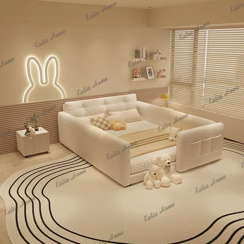 Best Sellers Italian Storage Space Beds Bedroom Girls Cream Modern Children Double Bed Headboards White Floor Camas De Dormitori