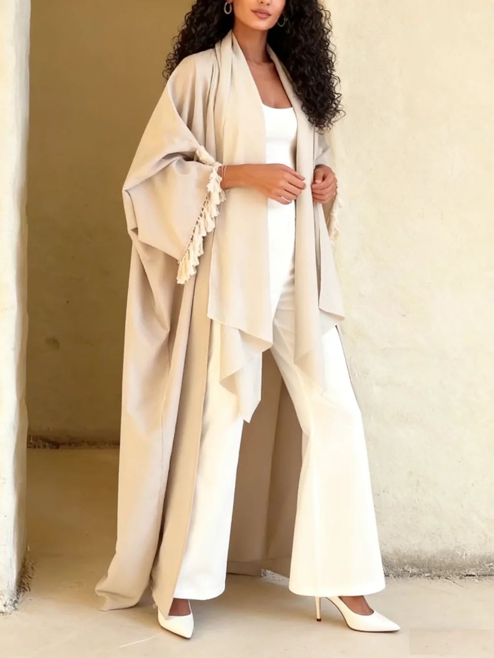 

Дубай Абая для женщин, мусульманское платье, открытые абайи, кимоно с бахромой, кардиган, кафтан, марокаин, женский халат, Дубай, Абая, исламская одежда