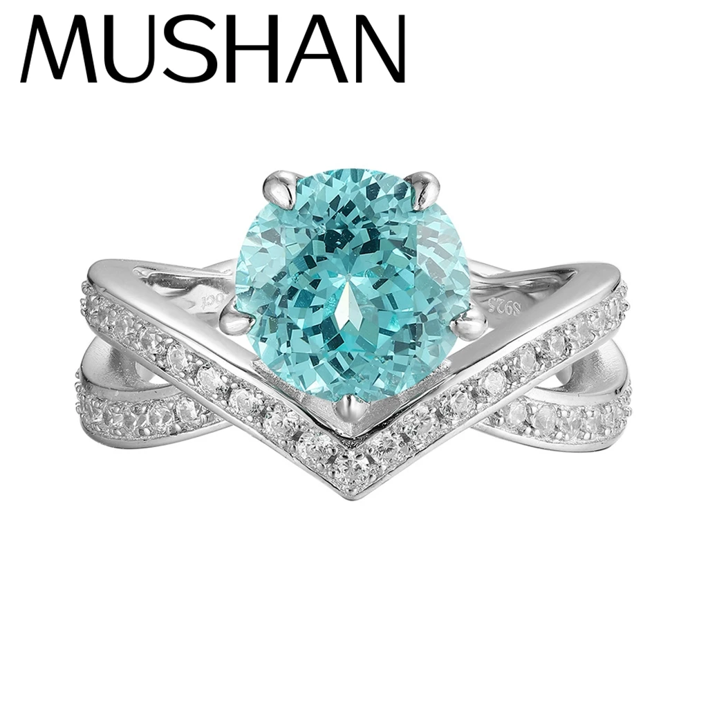 

MUSHAN Custom Jewelry 925 Sterling Silver Ring Lab Blue Ruby Oval Anniversary Ring for Women 18K Gold Plated Anniversary Rings