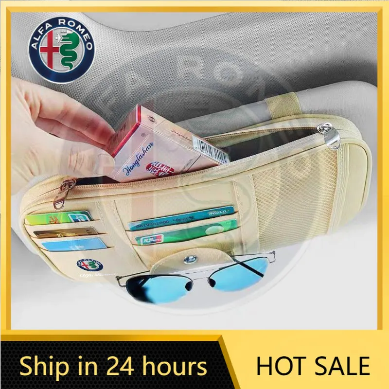 

Car Glasses Clip Sun Visor Multifunctional Storage For Alfa Romeo STELVIO Giulia 159 Giulietta 147 Mito 156 MTO Car Accessories