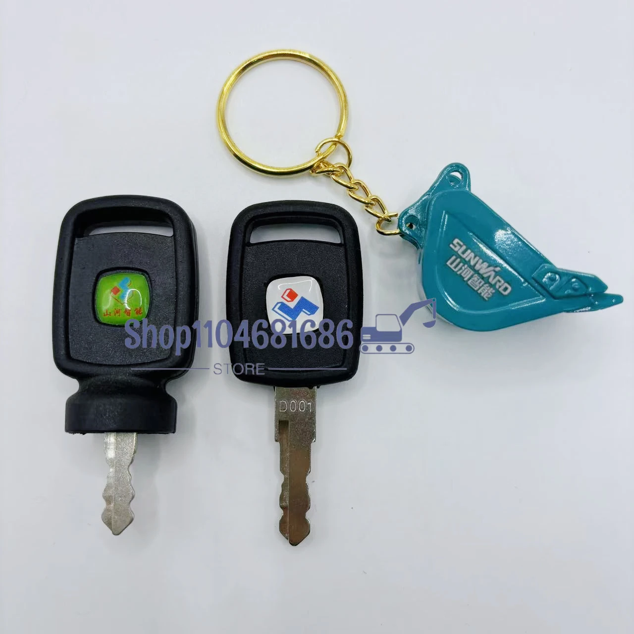 

2PCS Key for Sunward Excavator Keychain D001 SWE60 70 85 150 215 265 Ignition Key Old or New Style Key Chains