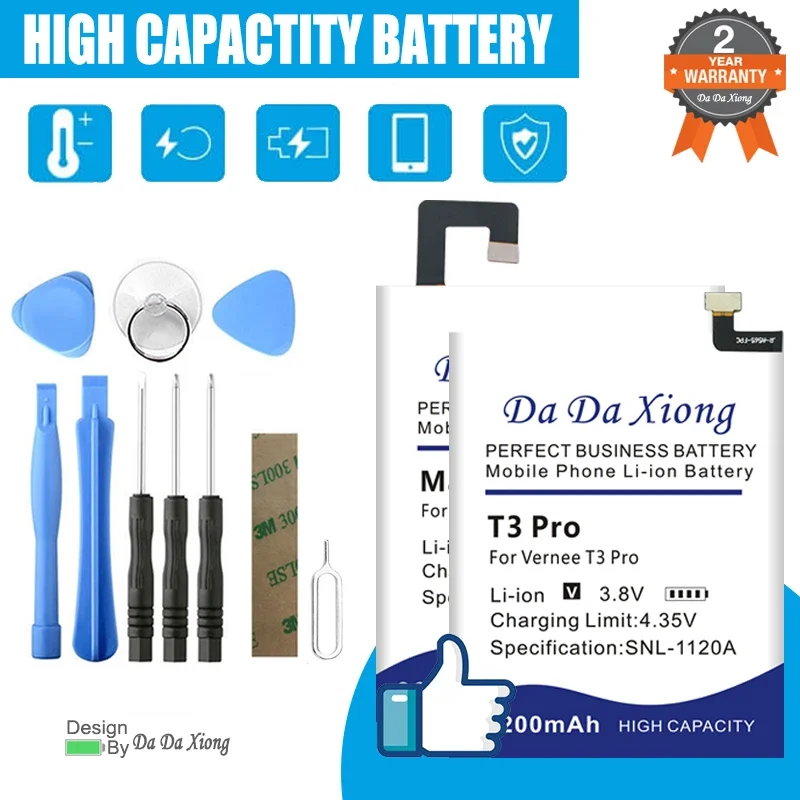 VerneeApolloLite VerneeThorPlus VerneeM5 Replace Battery For Vernee Thor E Plus Mix 2 Mars T3 Pro Apollo Lite M5 + Free Tools