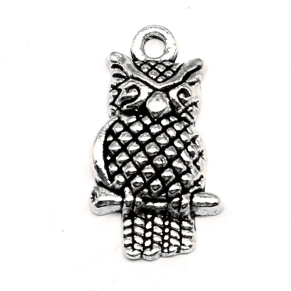 Owl Connector Jewelry Making Pendant Component Jewelri 11x21mm 10pcs Antique Silver Color