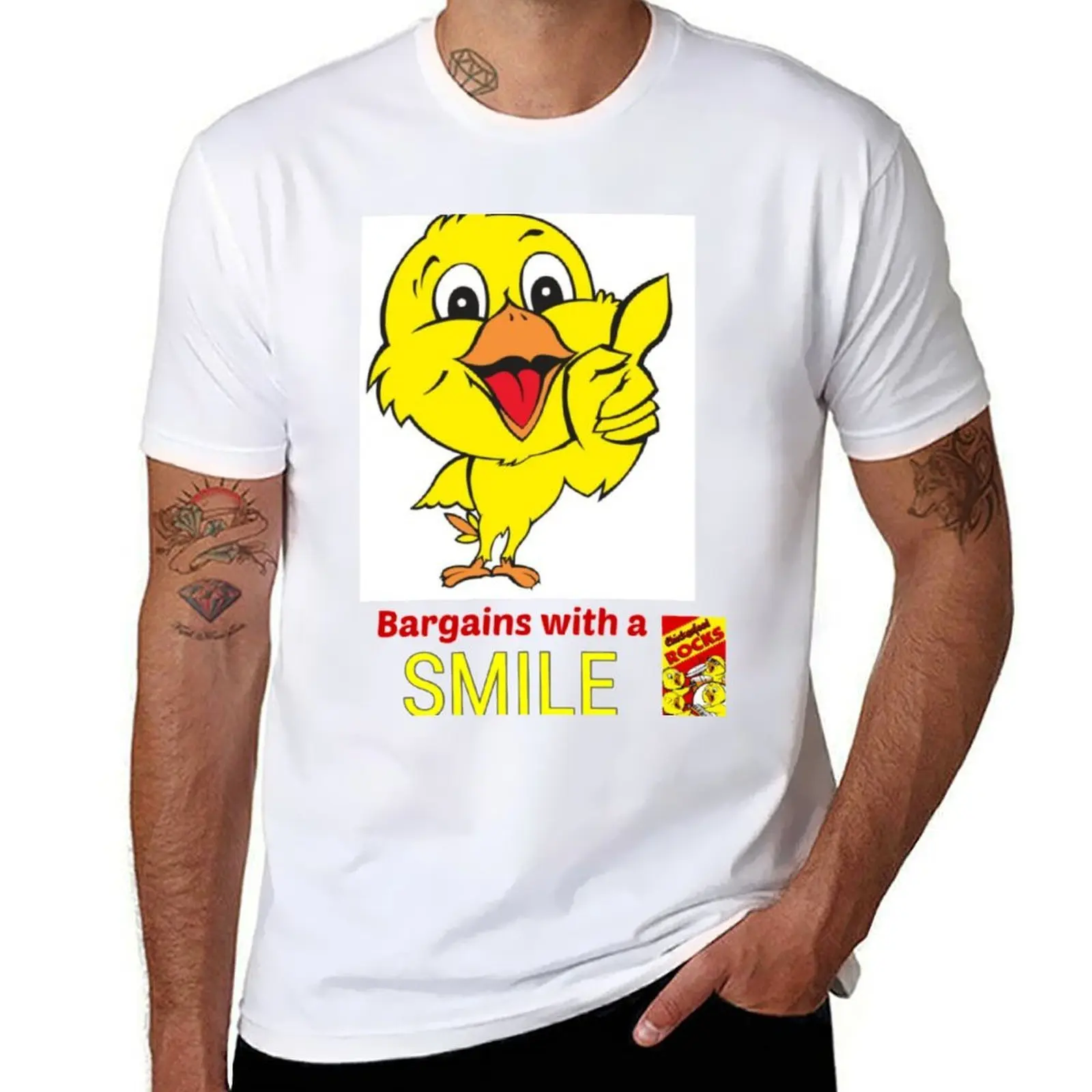 

Chickenfeed Bargains with a Smile T-Shirt man t shirts graphic man t shirts for men casual T-Shirt