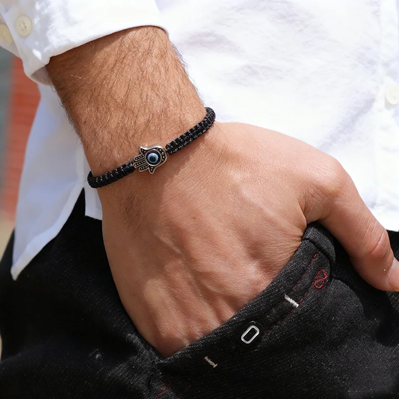 Nouvelle mode mauvais yeux Bracelet pour hommes femmes à la main tressé Fatima main Braclet méditation guérison Braslet Pulseria Homme
