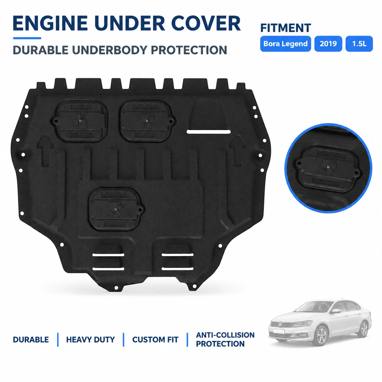 For Volkswagen Bora Legend 2019 PQ34 1.5L Engine Cover Road Debris Defense Custom Fit Secure Fitment Heavy Duty Daily Driving