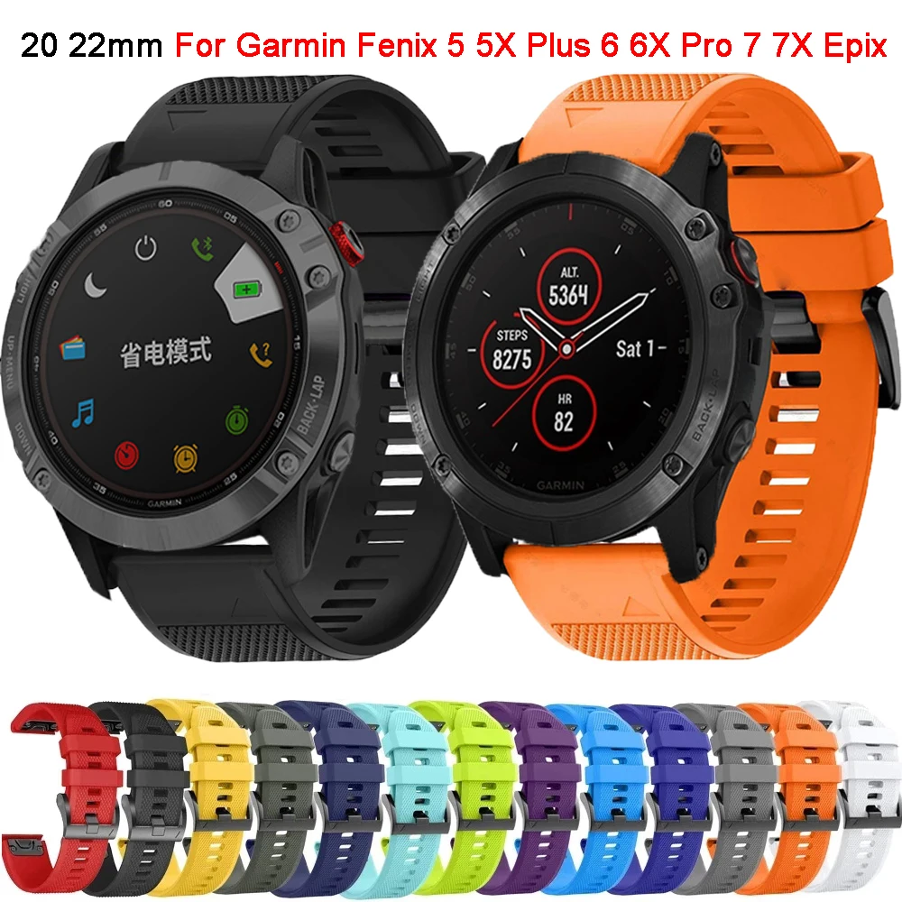 Ремешок силиконовый для Garmin Fenix 5X 5 Plus 6 6X Pro 7 7X Epix Enduro Mk2i, спортивный быстросъемный браслет для наручных часов, 26 22 мм