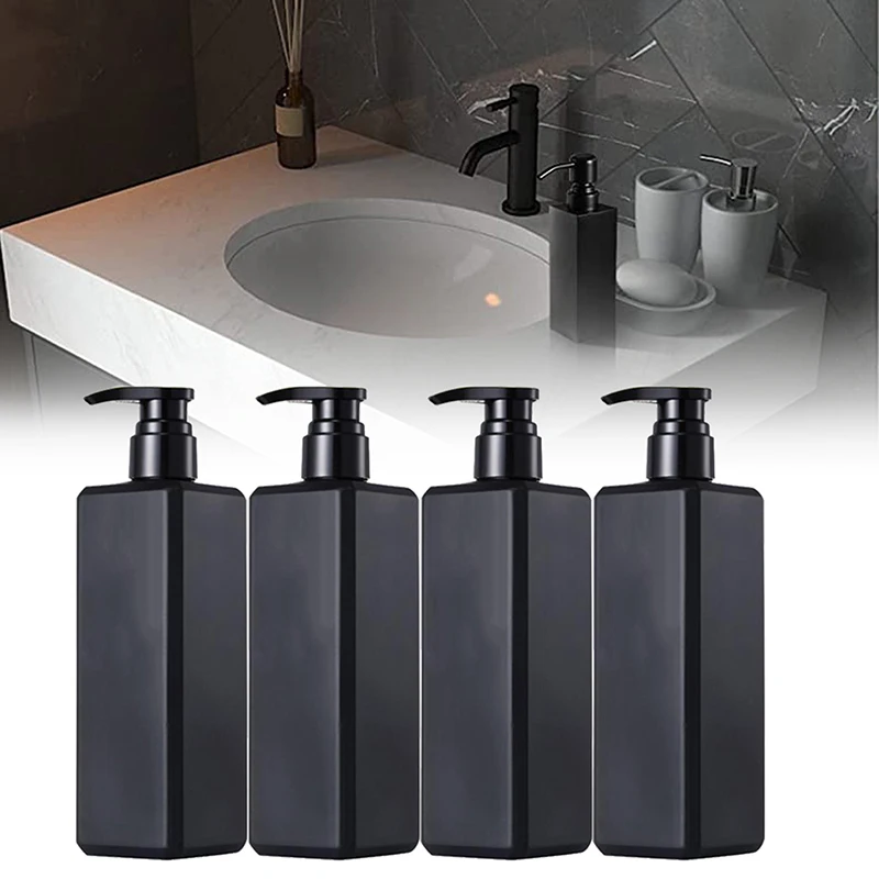 1/2/4pcs Bathroom Shower Soap Dispenser 500ml Plastic Bottle Pump Black Empty Liquid Container for Home Bathroom Supplies