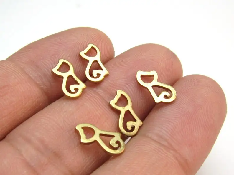 

30pcs Brass Charm, Cat Earring Charm, Cute Animal Charm,11.4x6mm, Brass Findings, Jewelry Making - R1738