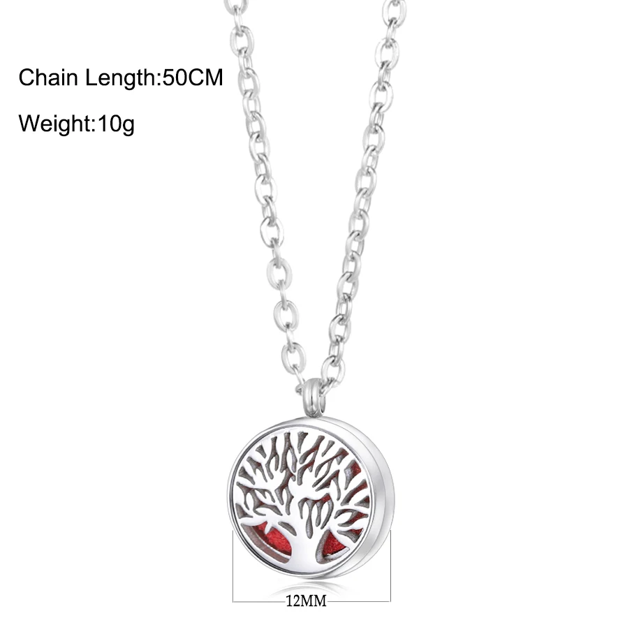 361L Full Metal Stainless Steel Tree Of Life Woman Aromatherapy Necklace Essential Oil Diffuser Perfume Lockets Pendant Jewelry