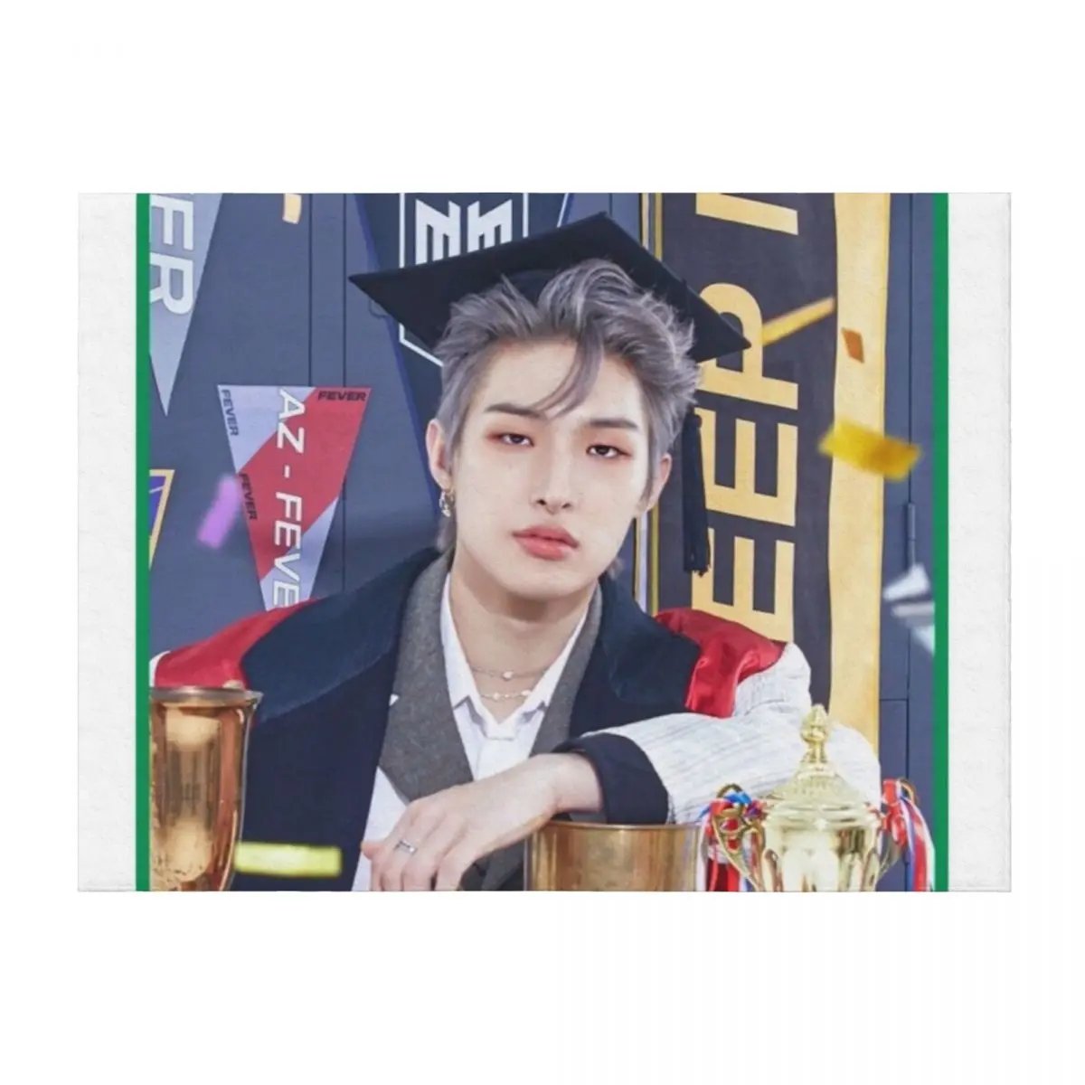 

ATEEZ Mingi 'Heung' Throw Blanket Thins Plaid on the sofa Loose Custom Blankets