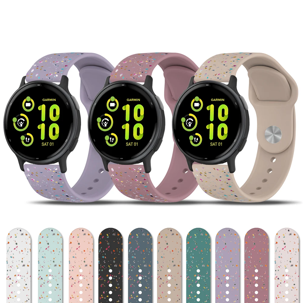 20 مللي متر سيليكون الفرقة ل Garmin Vivoactive 5 3/3t/3 الموسيقى/ Venu 2 Plus SQ 2/Forerunner 645 245 158 55/Vivomove Trend حزام الساعات
