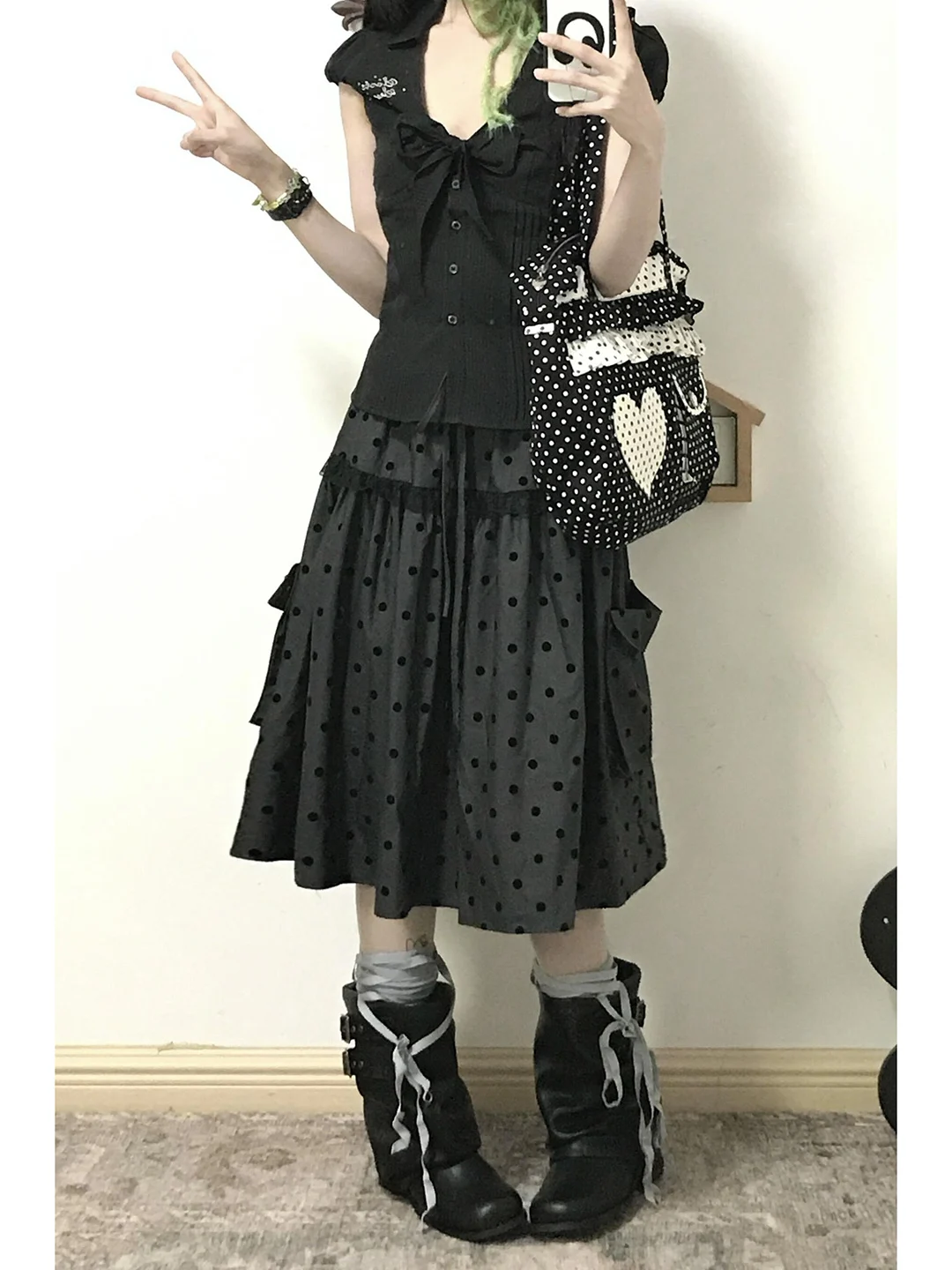 تنورة قصيرة أمريكية عصرية بخصر مرتفع وتصميم نحيف مع نقاط البولكا، اتجاه الموضة الجديد لفصلي الربيع والخريف، تنورة نصف طول على... #4