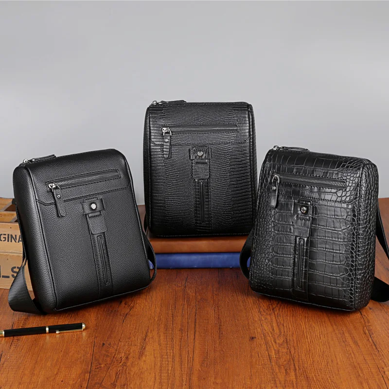 2025 جديد فاخر الرجال التمساح طباعة حقيبة كتف جلدية حقائب الذكور موضة حقيبة كروسبودي الصبي العلامة التجارية حقيبة ساع