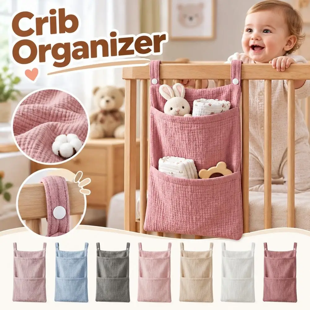 Pure Cotton Baby Crib Hanging Bag Multifunctional Newborn Supplies Storage Bag for Stroller New Pure Cotton Baby Hanging Bag