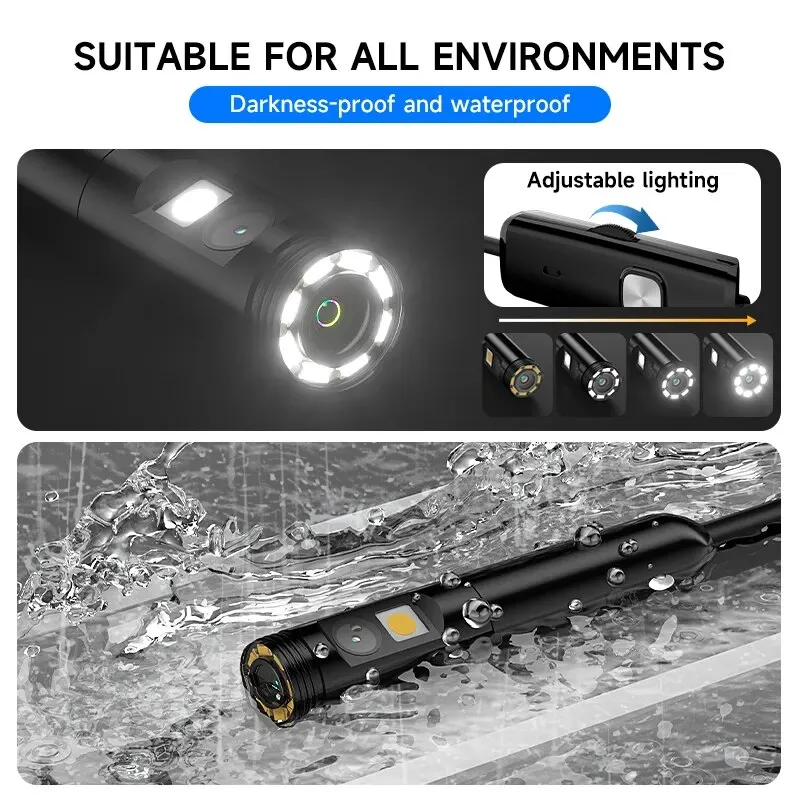 Industrial Endoscope HD108P DUAL Lens Wired Camera Direct Connect IPhone Ipad 8/5.5MM Pipe Inspection Borescope IP68 Waterproof