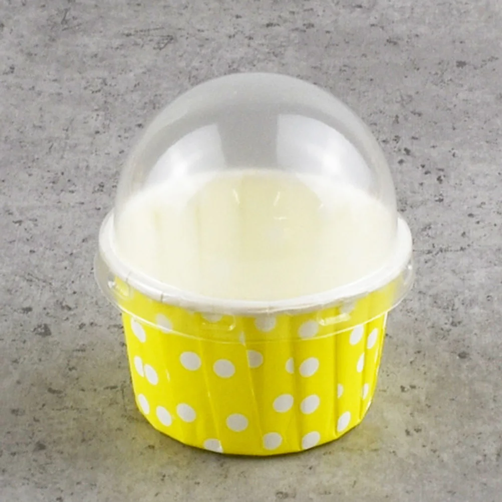 

100Pcs Creative Flower Pot Cupcake Cups Medium Size Paper Dessert Containers with Lid for Chocolate Mousse Cakes Tiramisu