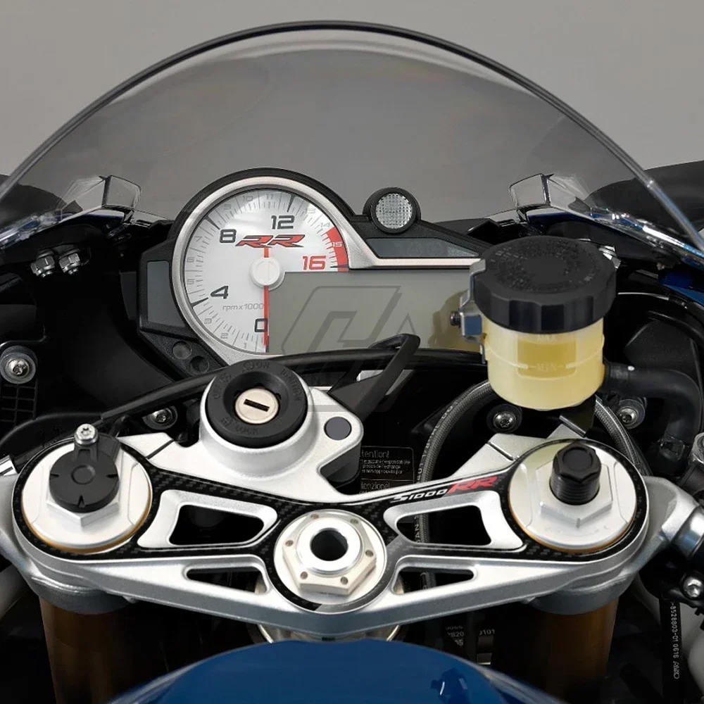 ملصق شوكة أمامي للدراجة النارية BMW S1000RR 2015-2017 ثلاثي الأبعاد ذو مظهر كربوني علوي ثلاثي نير المدافع