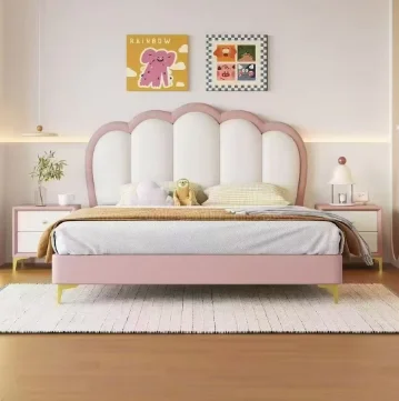 

……&2026 Latest Design Girls Twin Bed Frame Upholstered Nappa Leather Bed with Gas Lift Storage for Bedroom Furniture Bed